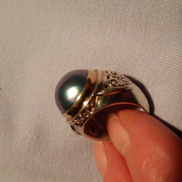 Sterling Silver with Blue Pearl Ring - Picture 5 of 8